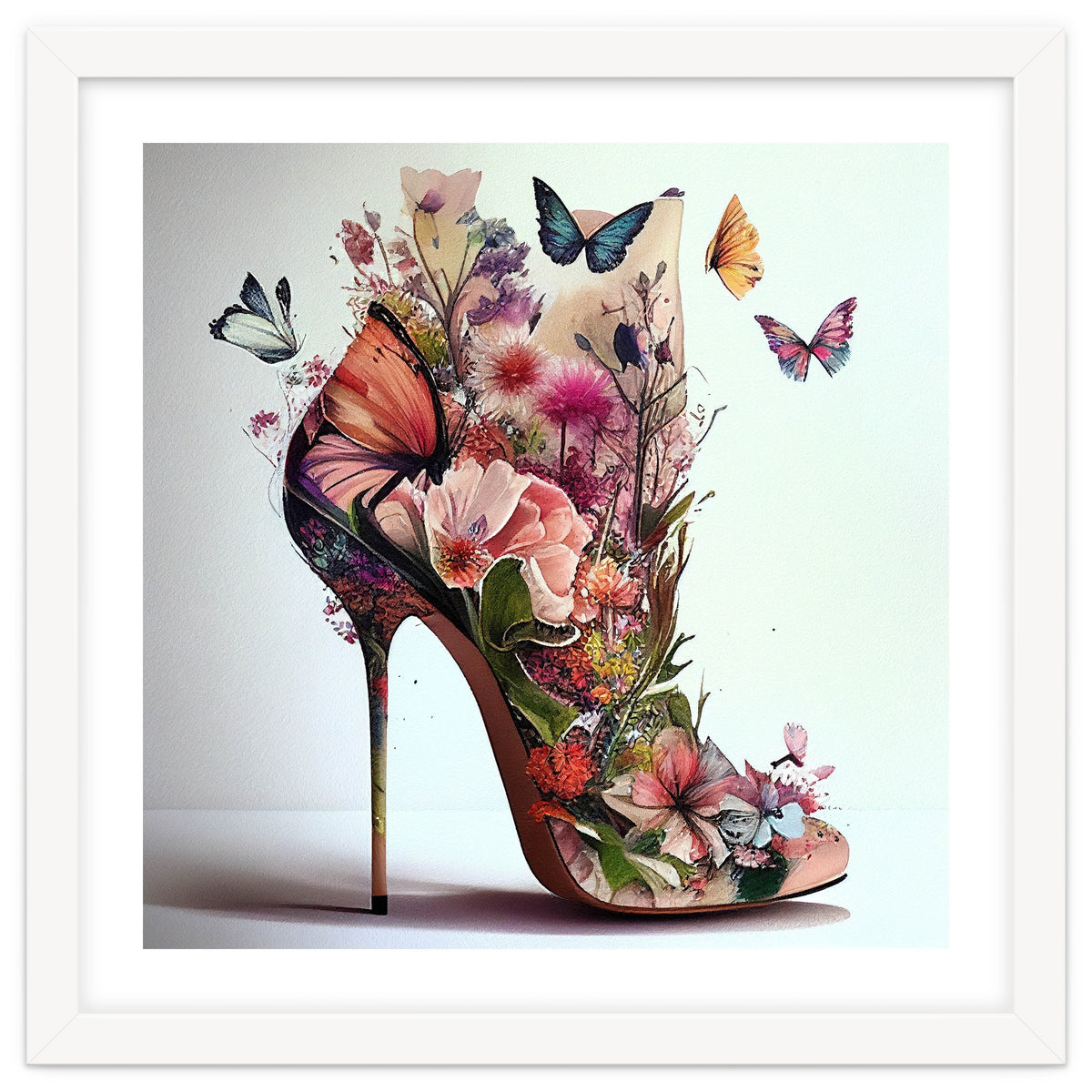 Floral Stiletto With Butterflies