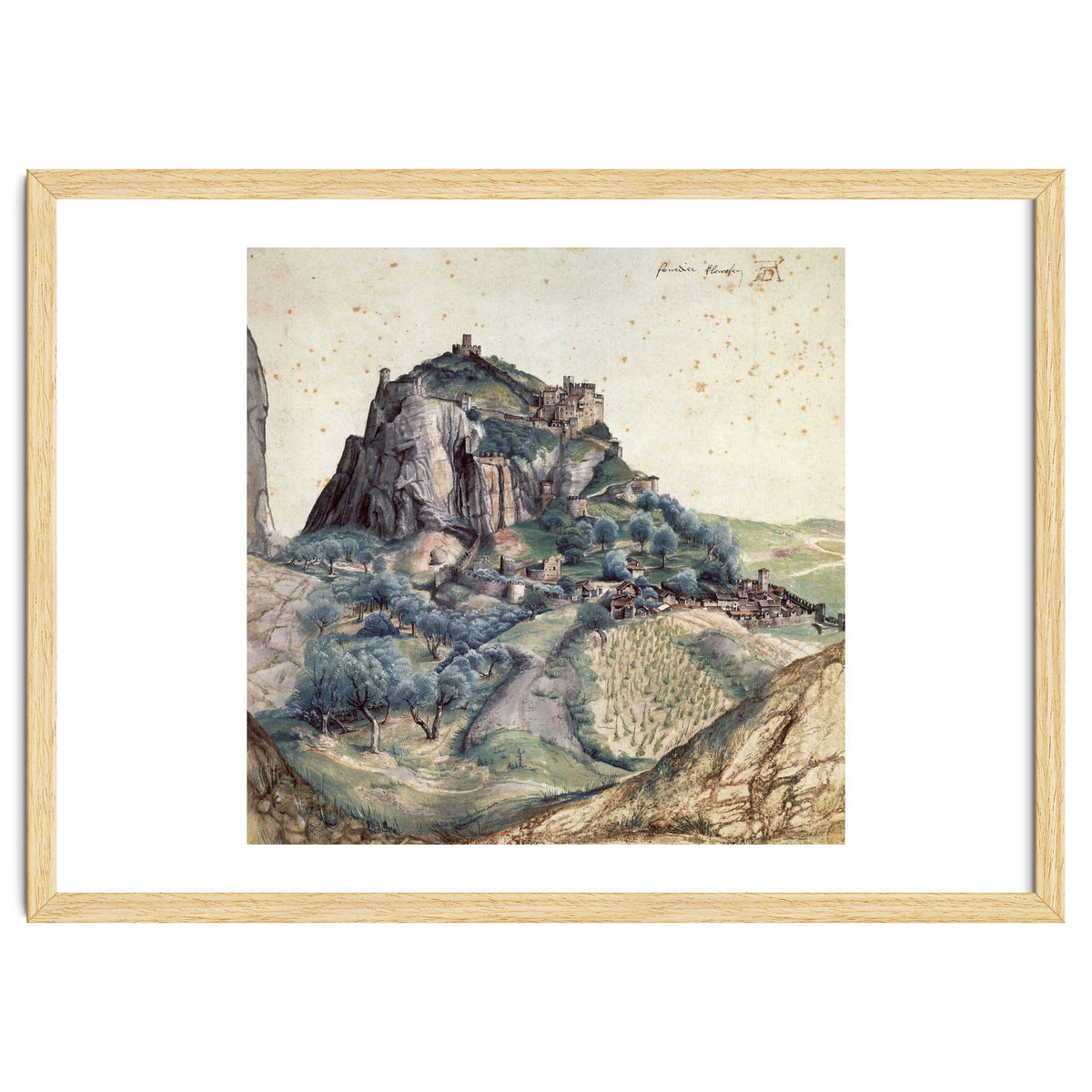 'Castle and Town of Arco', 1495, Watercolour on paper, 22,3 x 22,3 cm.