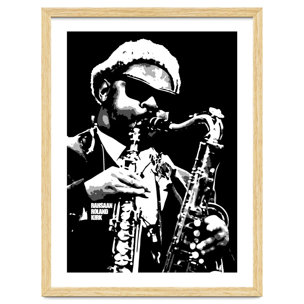 Rahsaan Roland Kirk American Jazz Multi-Instrumentalist in Grayscale 2