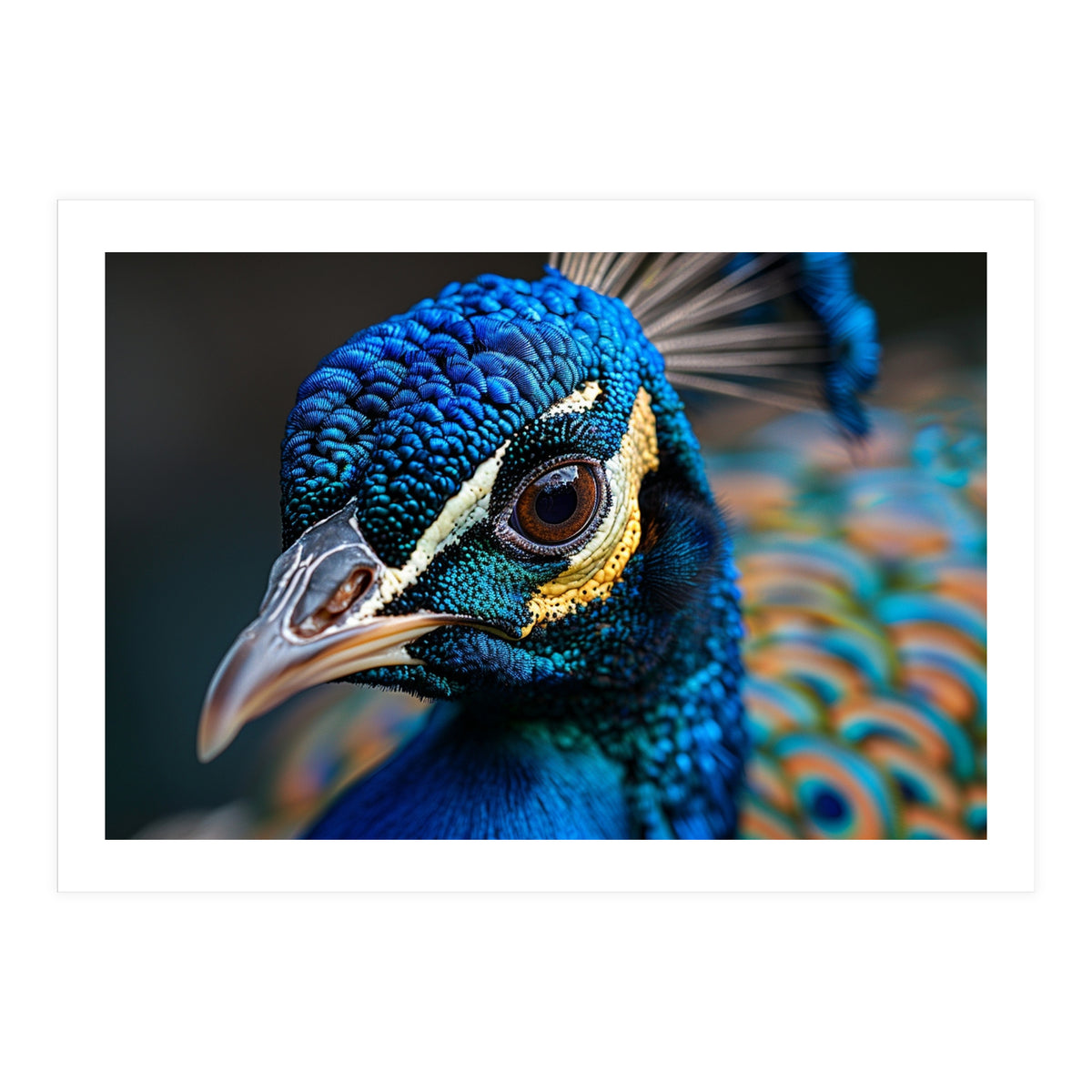 Close Up Of A Peacock Head And Eye (Print Only)