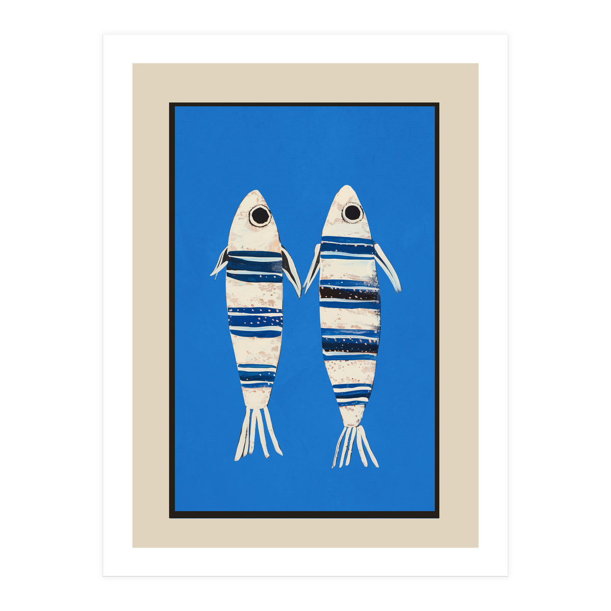 Minimal Fish On Blue (Print Only)