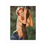 Topless Pinup Behind The Tree (Print Only) thumbnail