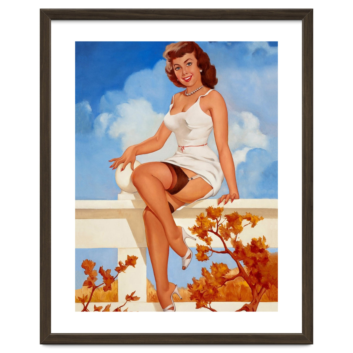 Beautiful Pinup Girl Posing On A Fence