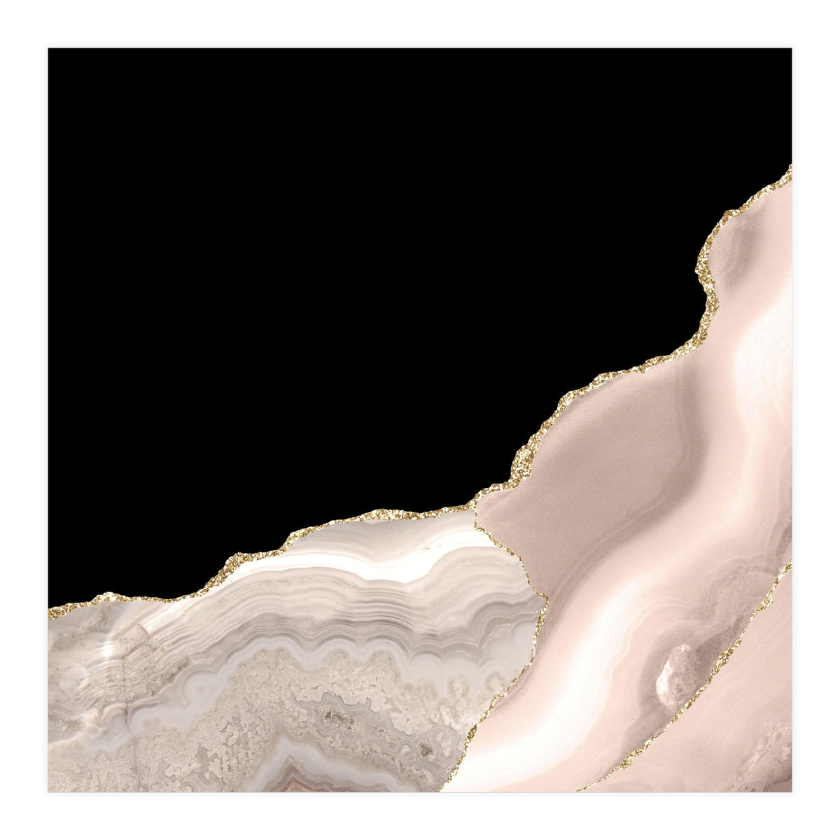 Ivory & Gold Agate Texture 04  (Print Only)