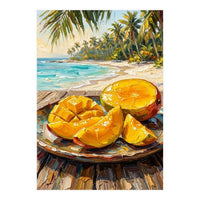 Tropical Mango Beach Oil Painting  (Print Only)