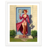Pinup Girl With Accident At Her Door thumbnail