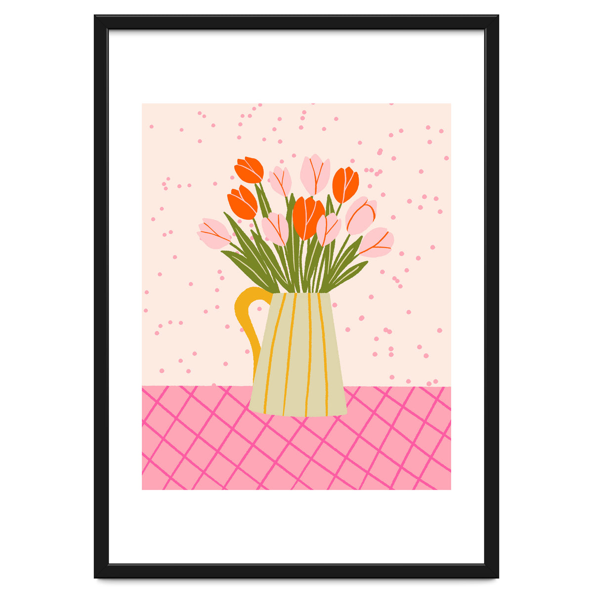 Tulips in a vase - pink and orange