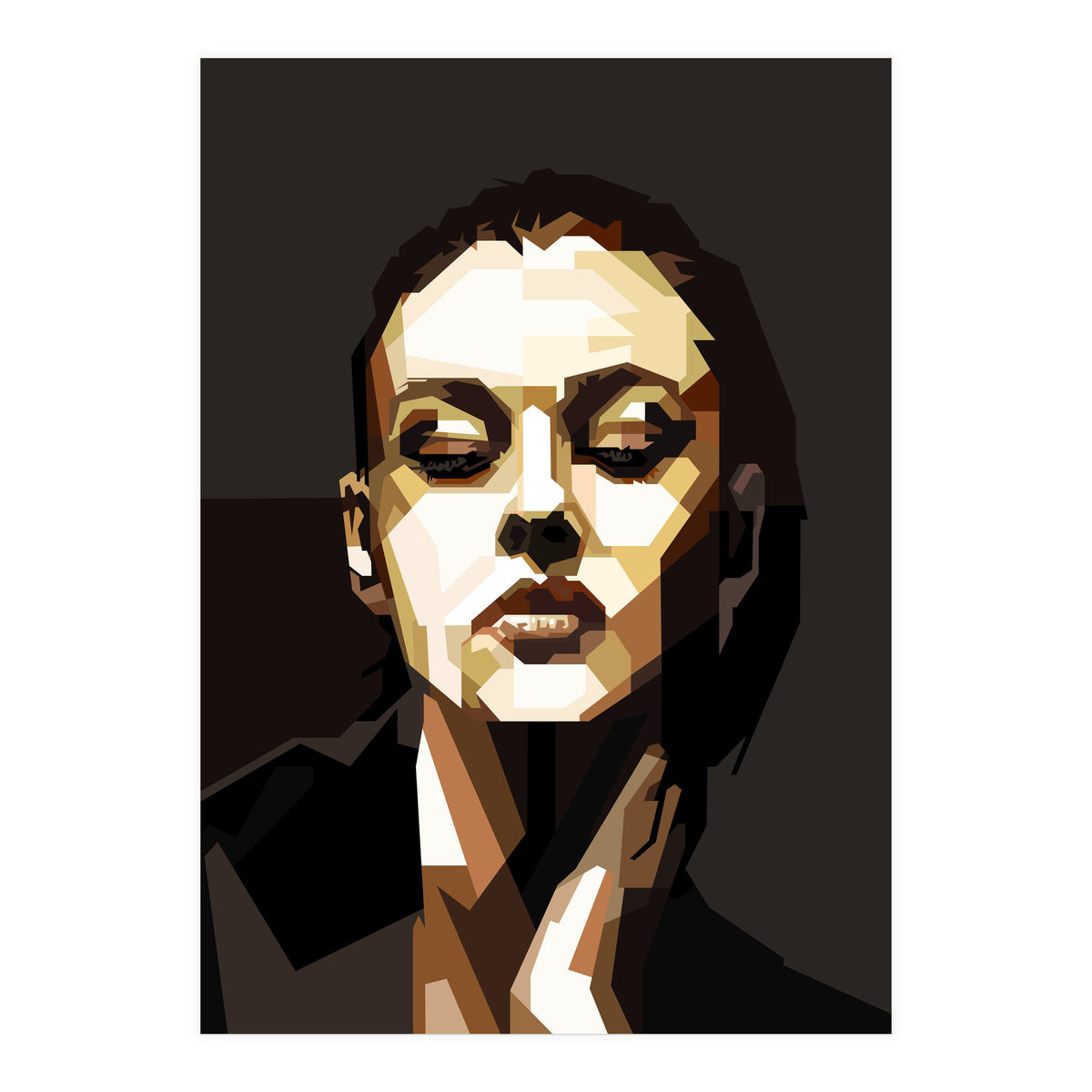 Monica Bellucci Hollywood Actress Retro Style Geometric Illustration (Print Only)