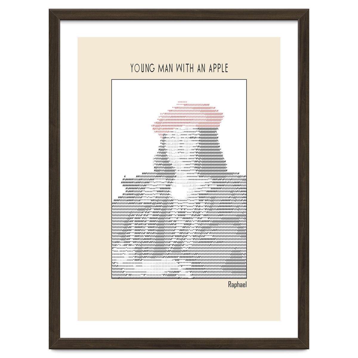 Young Man with an Apple (1505) – Raphael (ascii art)