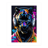 Panther In Headphones And Glasses (Print Only) thumbnail