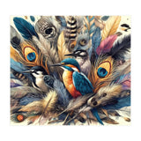 Kingfisher And Songbirds In Peacock Feathers (Print Only) thumbnail