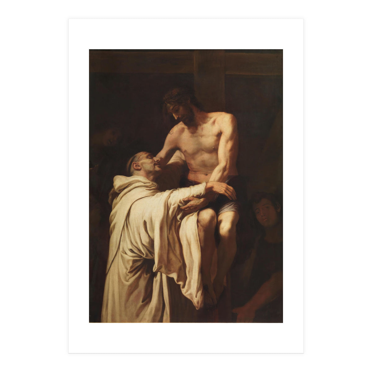 Francisco Ribalta / 'Christ Embracing Saint Bernard', ca.  1626, Spanish School, Oil on canvas. (Print Only)
