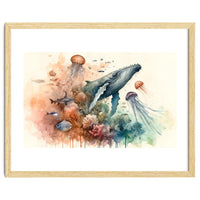 Whale And Jellyfish Watercolor