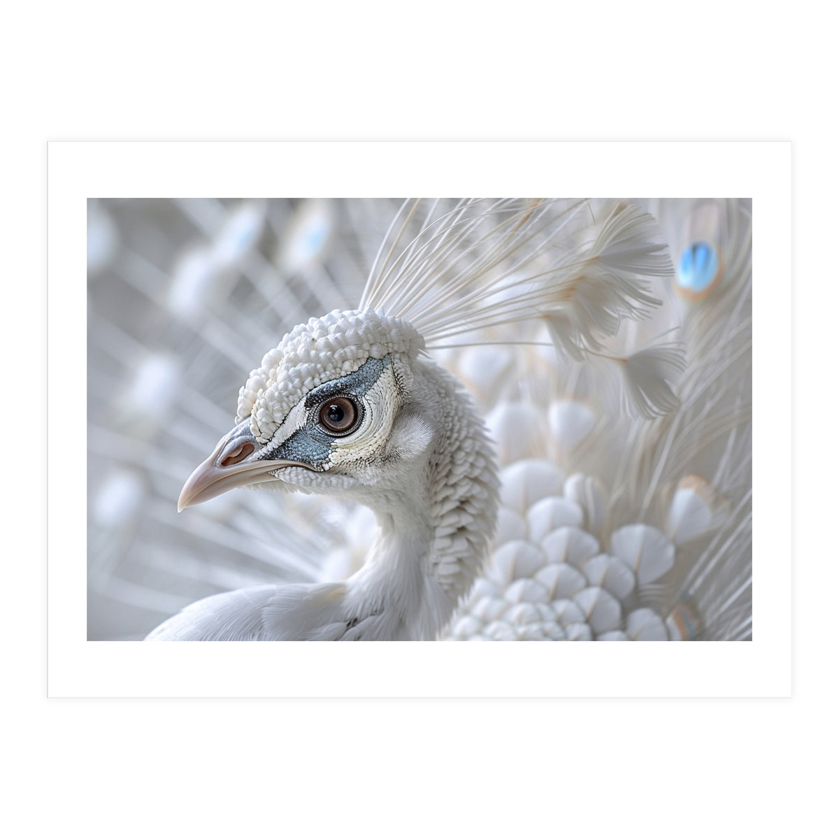 Close-up of a White Peacock (Print Only)