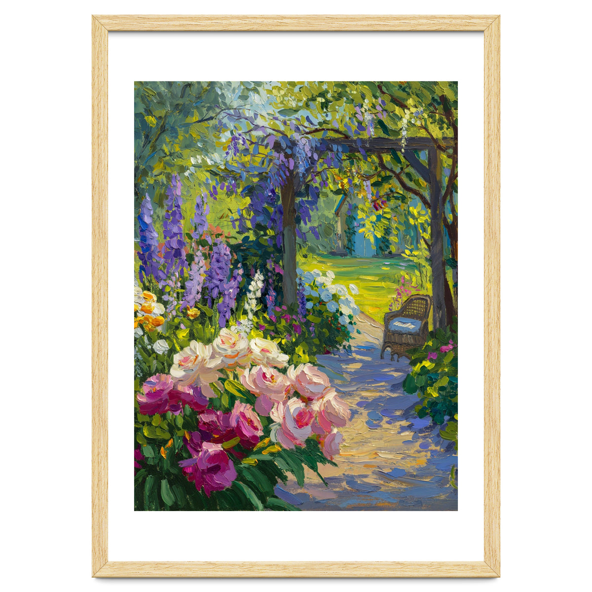 Serene Summer Garden Path Oil Painting