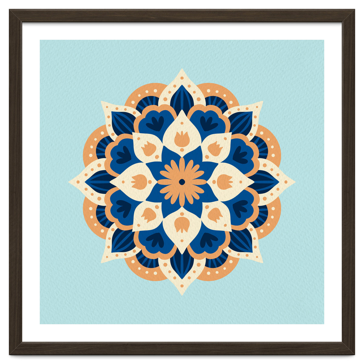 Mandala flower - orange and blue