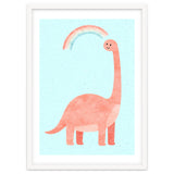 Rainbow Dinosaur Nursery Art, Cute diplodocus Watercolor, Pink Dino Illustration thumbnail