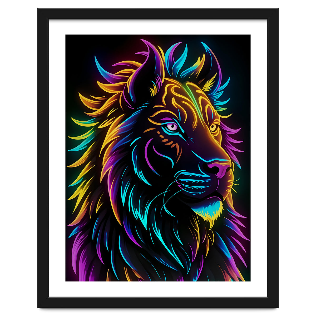 Lion Colored Neon Art
