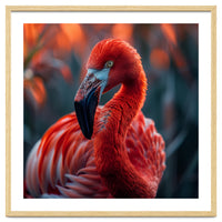 Vibrant Flamingo Close Up Portrait Outdoor Nature