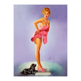 Pinup Girl On A Scale With Her Little Black Dog Behind (Print Only) thumbnail