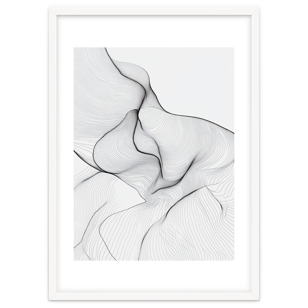 Abstract Black And White Flowing Lines Organic Form