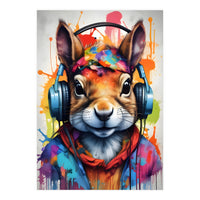 Squirrel In Headphones (Print Only)