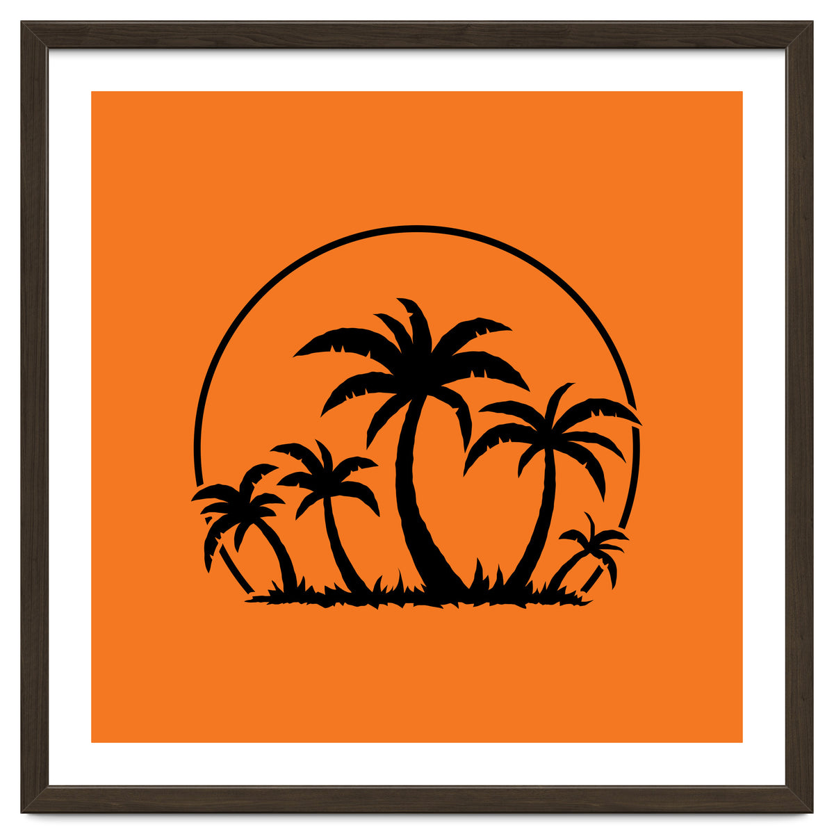 Palm Trees And Sunset in Black