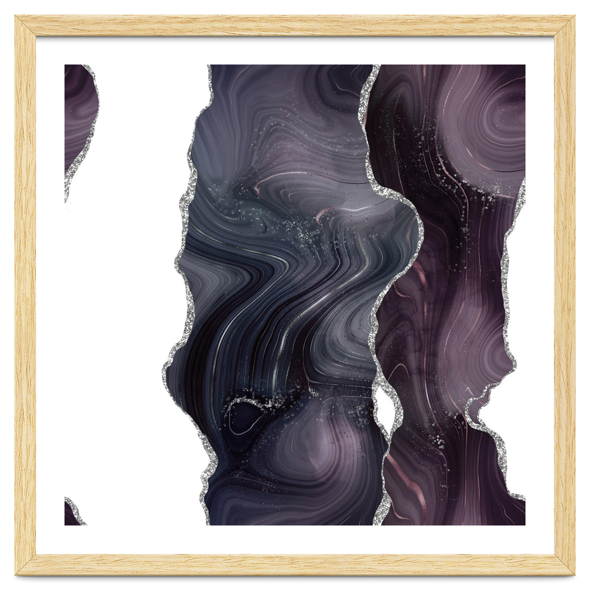 Black & Silver Glitter Agate Texture 06