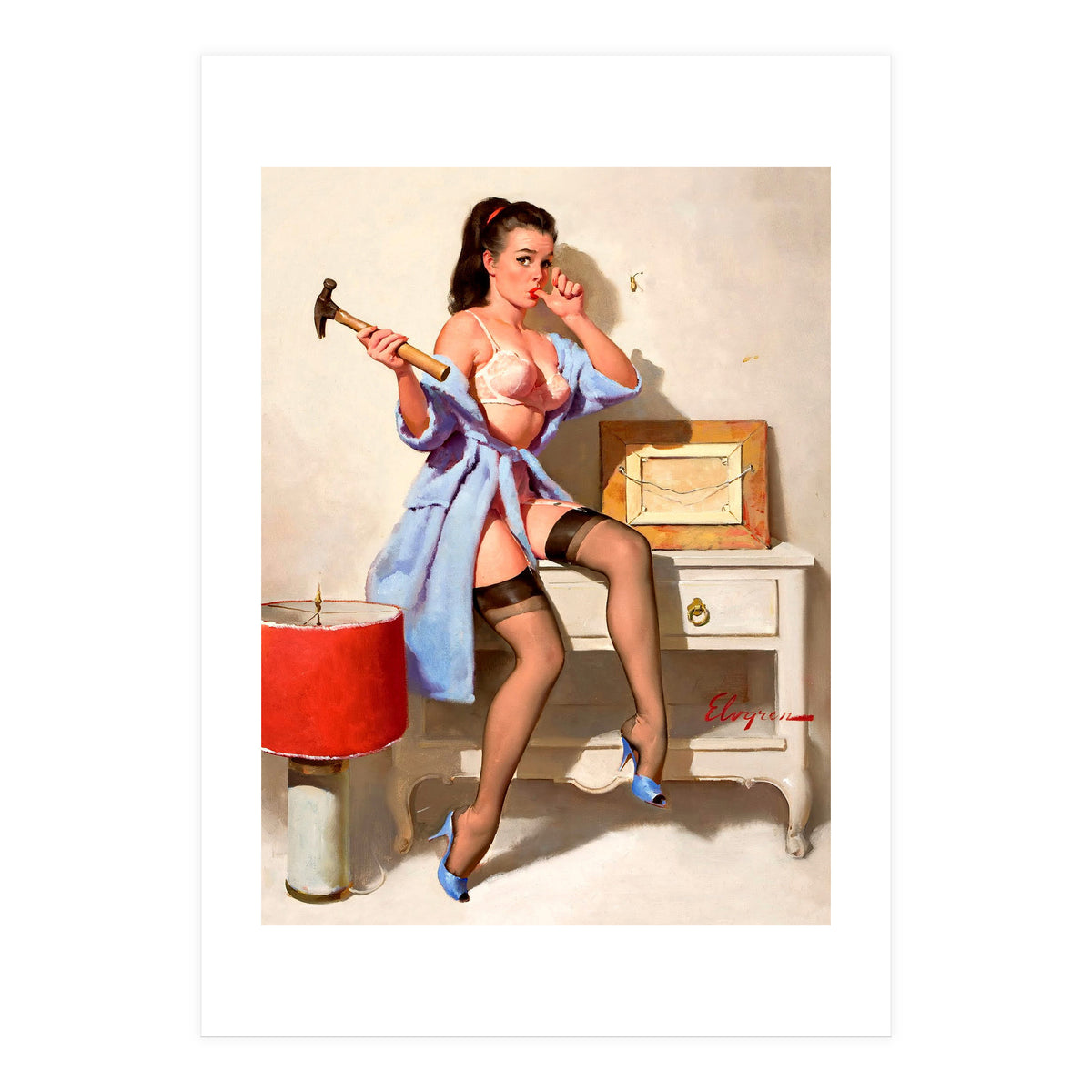 Hot Pinup Girl With A Hammer (Print Only)