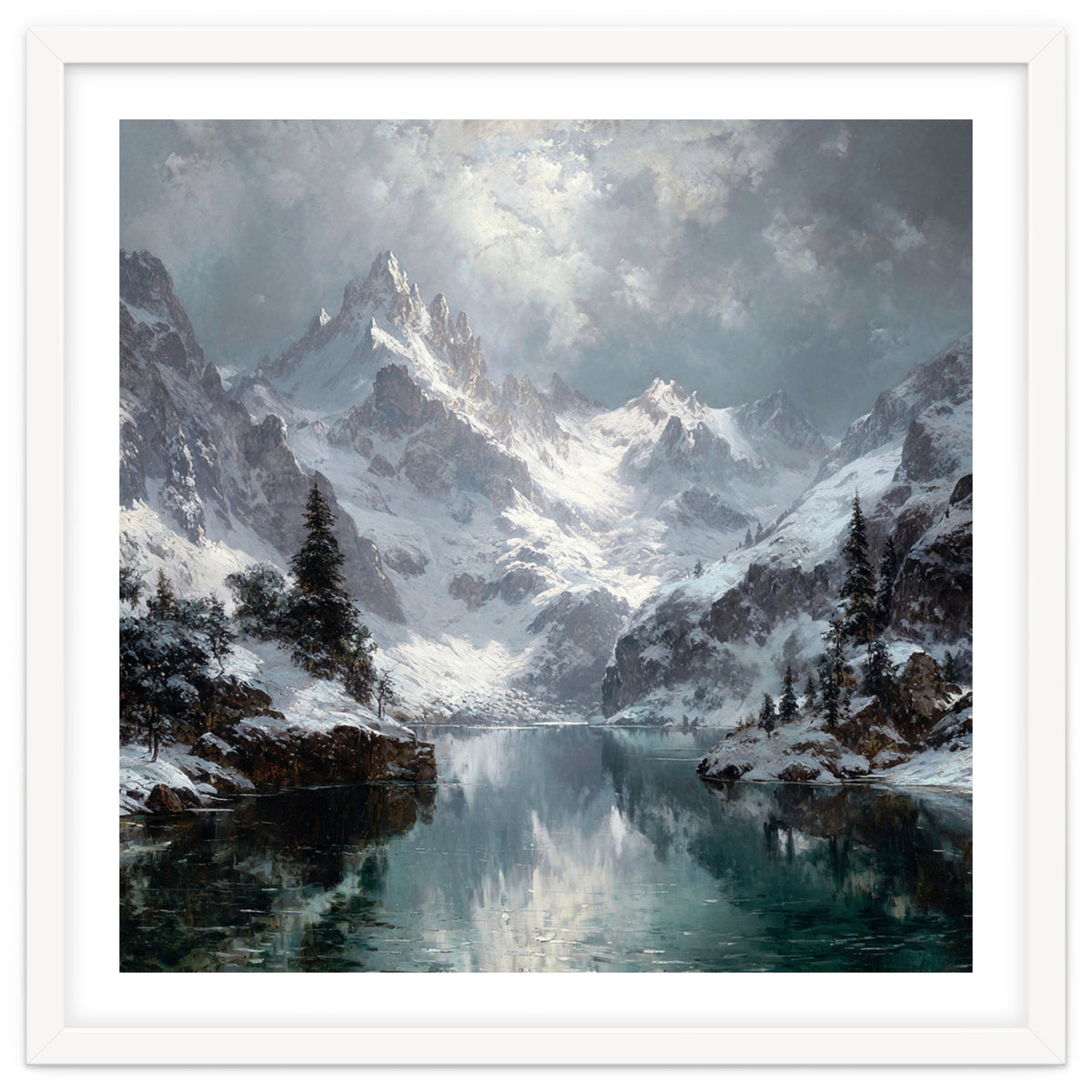 Majestic Snow-Capped Alpine Peaks Reflecting