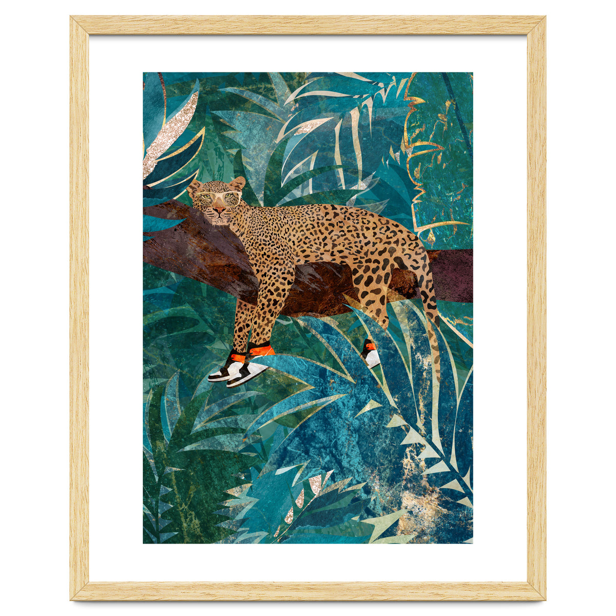 Leopard wearing shoes in the jungle