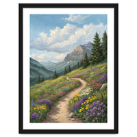 Serene Alpine Path Through Summer Wildflowers