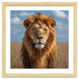 Majestic Lion In African Savanna Under Blue Sky thumbnail
