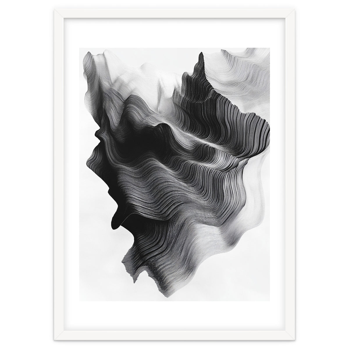 Abstract Black And White Wavy Lines Forming Organic Shapes