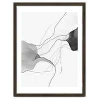 Abstract Black And White Flowing Lines And Shapes On White Background
