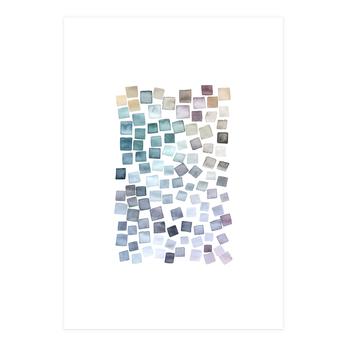Watercolor Geometric Square Shapes Cozy (Print Only)
