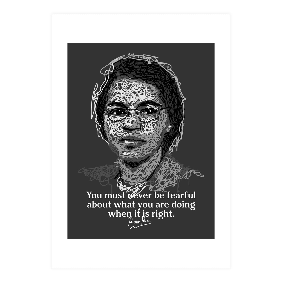 Rosa Parks  American Activist Legend in Scribble Art (Print Only)