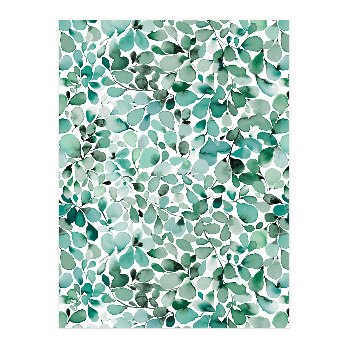Leaffy Eucalyptus Botanical Leaves Green (Print Only)