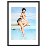 Smiling Sexy Pinup Girl Posing On A Board thumbnail