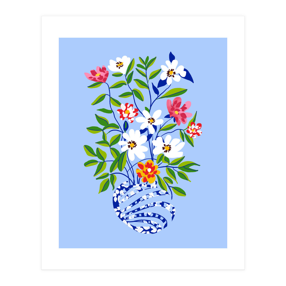 The Floopy Planter, Abstract Flower Pot Illustration, Pop Bohemian Eclectic Botanical, Flower Colorful Blossom (Print Only)