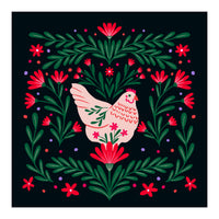 Blooming Chicken Green And Red (Print Only)