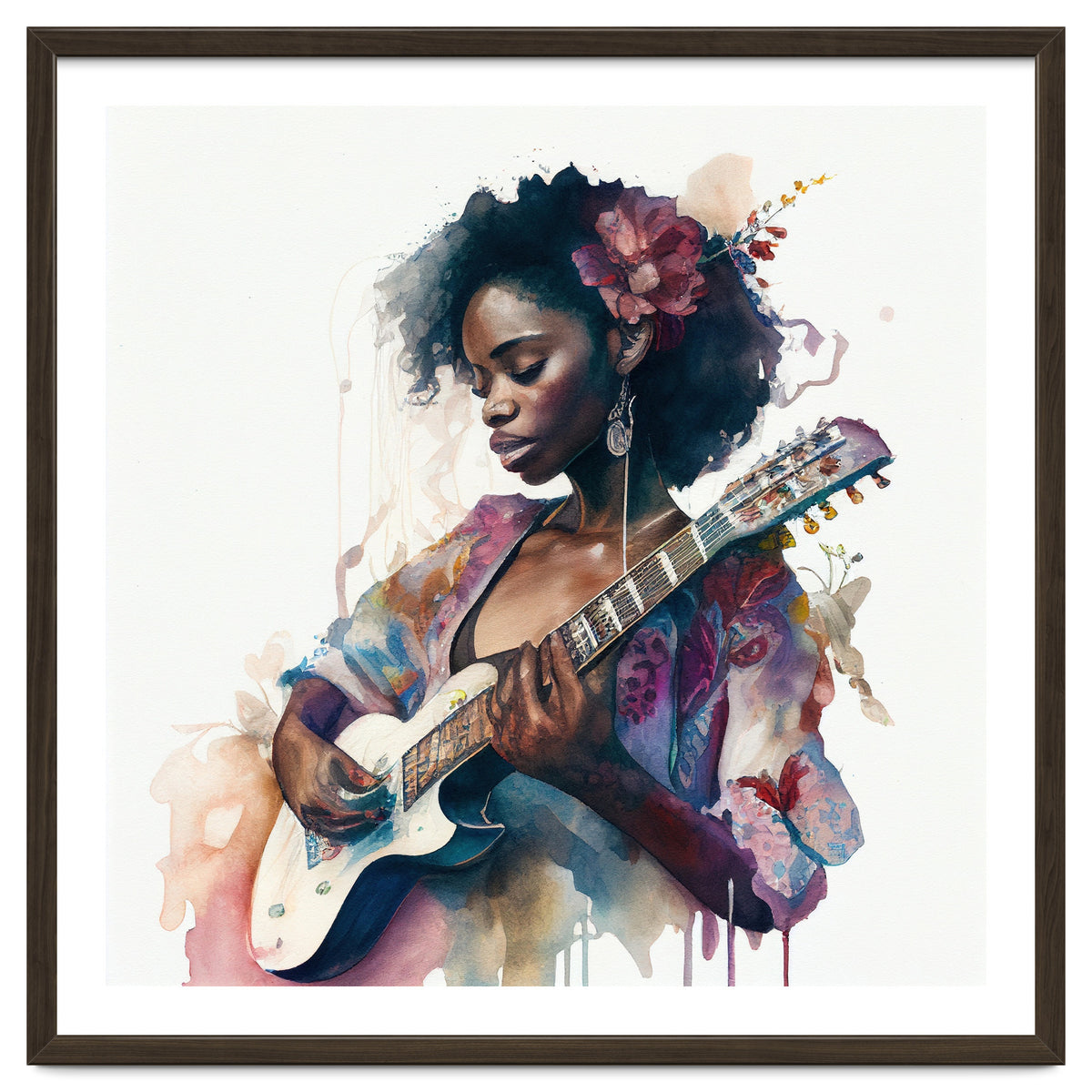 Watercolor Musician Woman #2