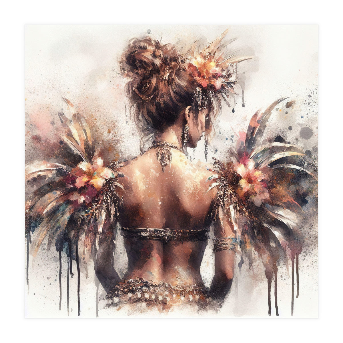 Ornate Floral Back Portrait (Print Only)