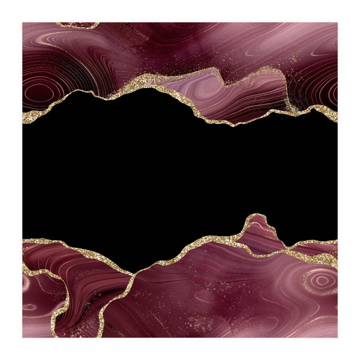 Burgundy & Gold Glitter Agate Texture 04 (Print Only)