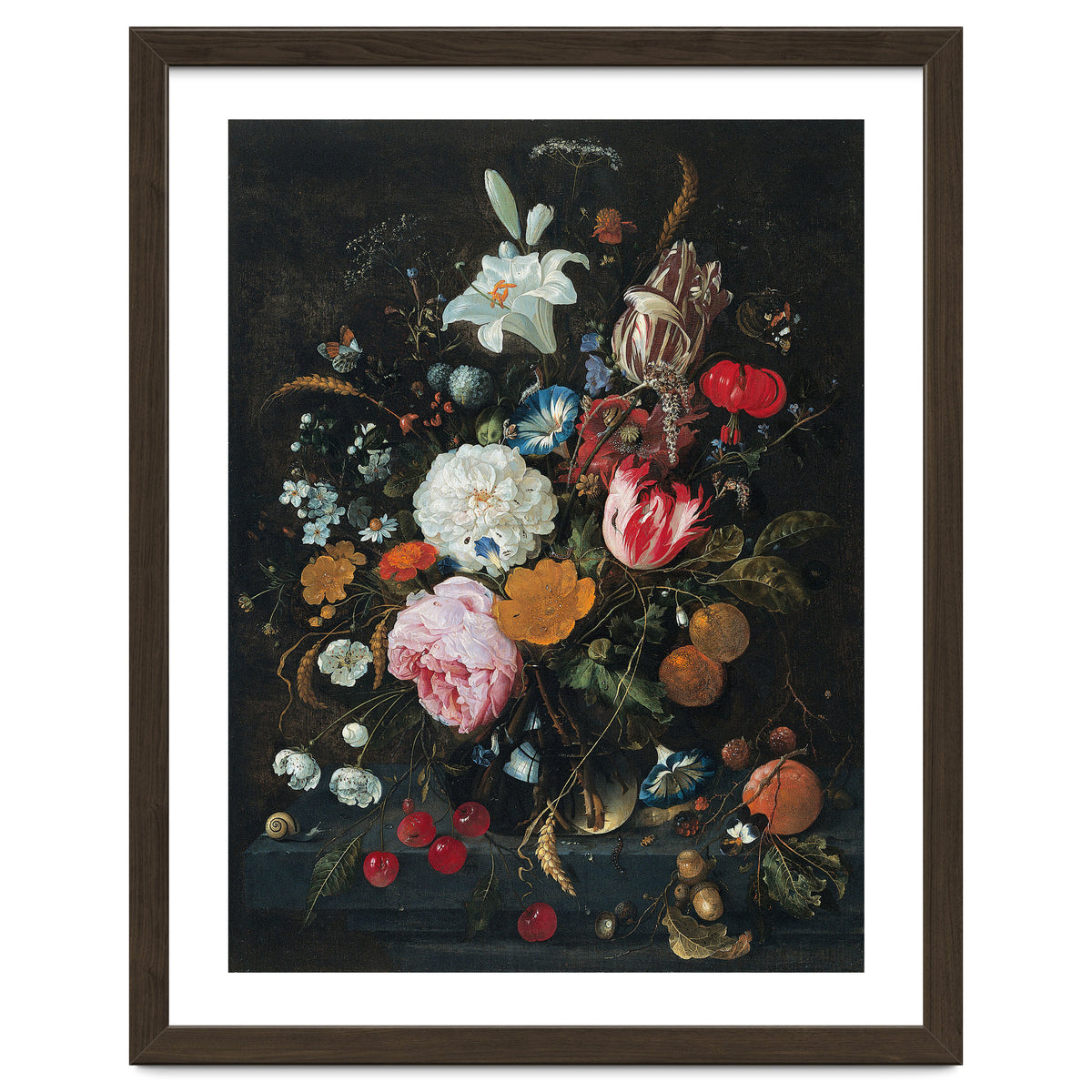 Jan Davidsz. de Heem (Utrecht, 1606-Amberes, 1683/4). Flowers in a glass Vase with Fruit (ca. 166...