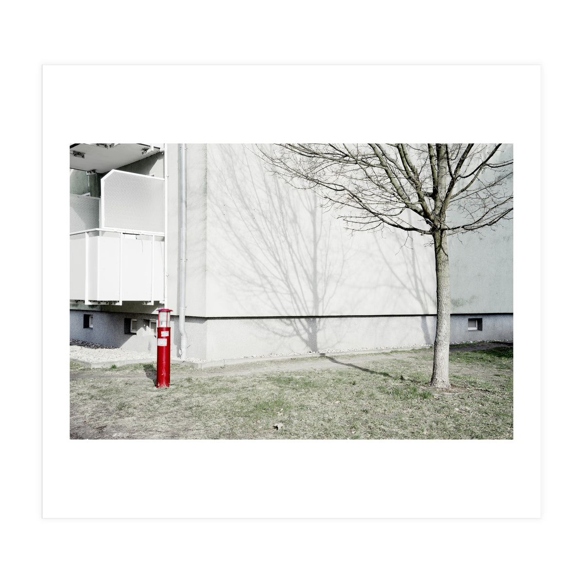 Red light pole and Tree shadow on the wall (Print Only)