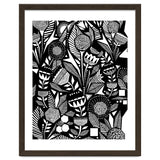 African Tribal, Black & White Abstract Drawing Sketch Line Art, Rustic Botanical Illustration, Bohemian Eclectic Scandinavian Vintage Bold thumbnail