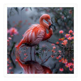 Elegant Flamingo Standing In Water Reflection (Print Only) thumbnail