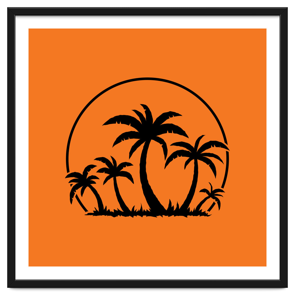 Palm Trees And Sunset in Black