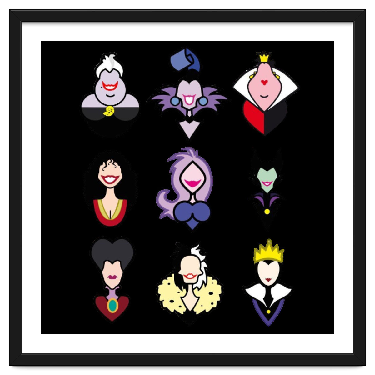 Disney Villains Cartoon Minimalist Faces